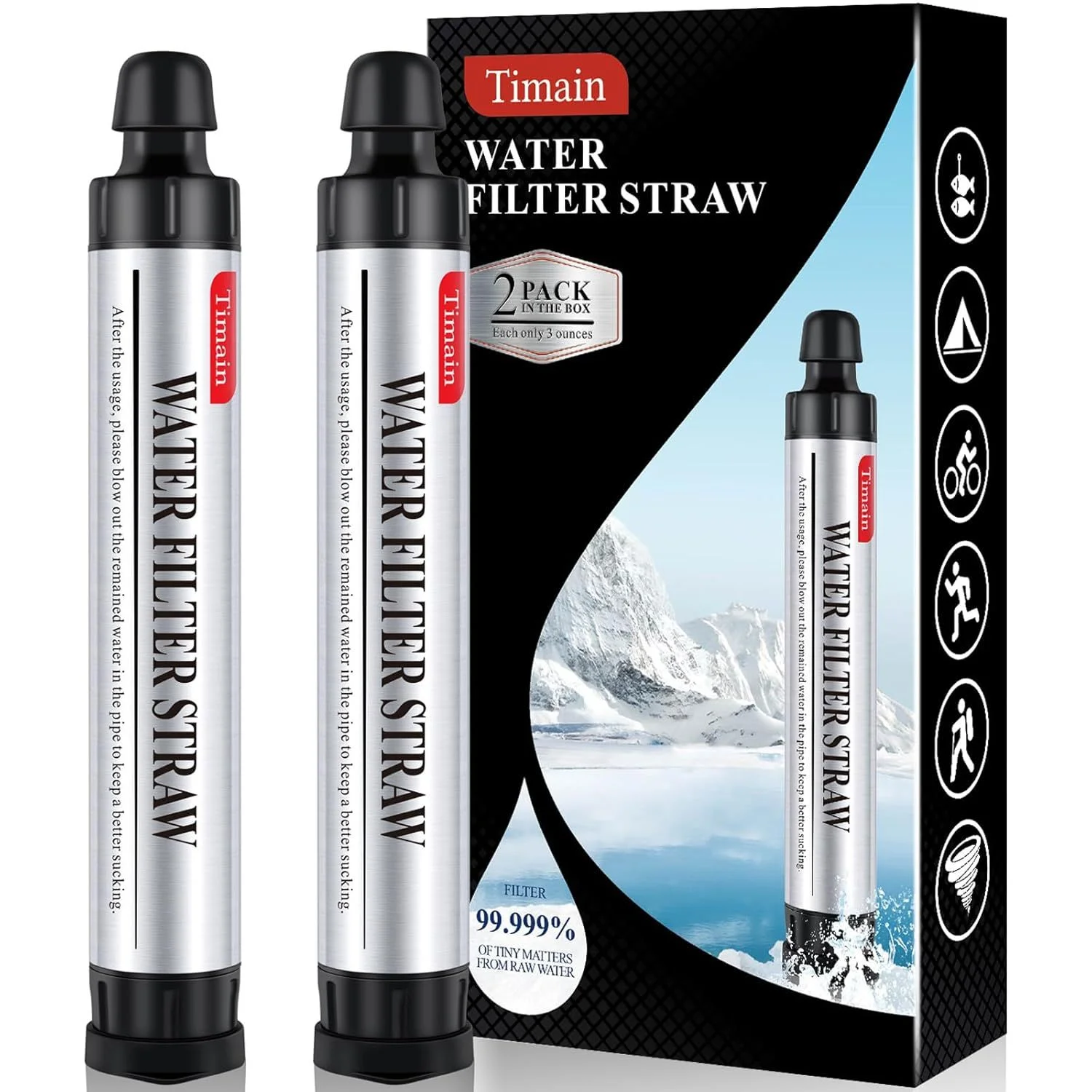 Timain 4-Stage Water Filter Straw (2-Pack)